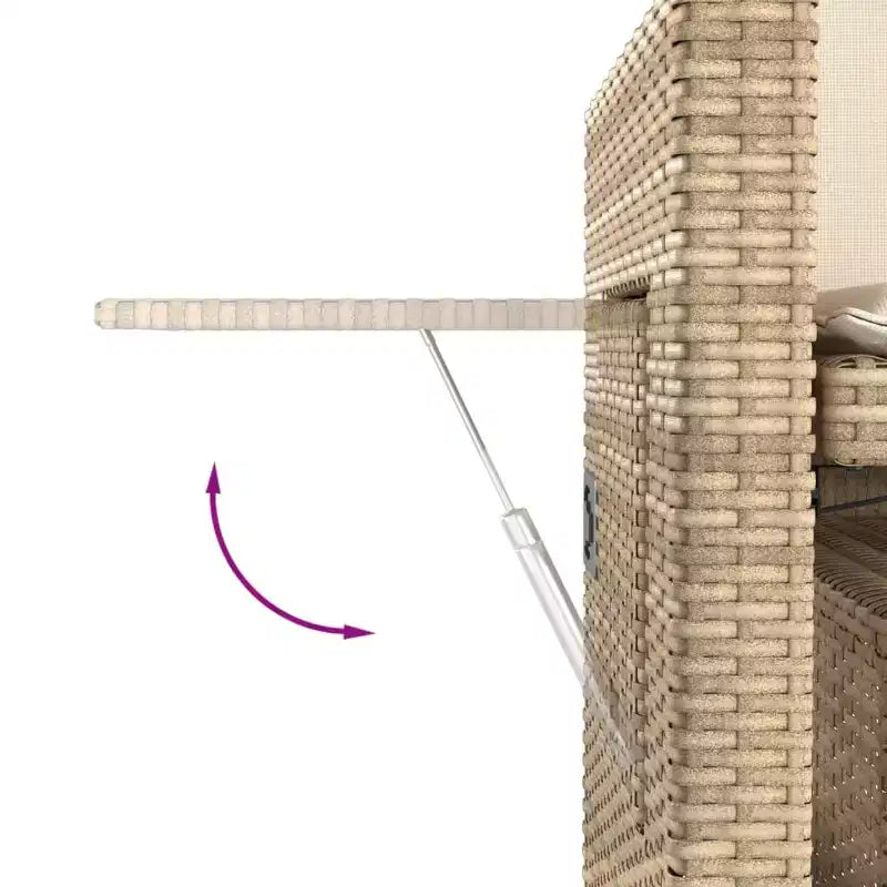 Banc de jardin inclinable avec coussins en poly rotin pour extérieur et balcon
