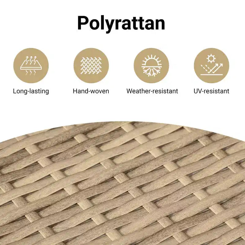 Banc de jardin inclinable avec coussins en poly rotin pour extérieur et balcon