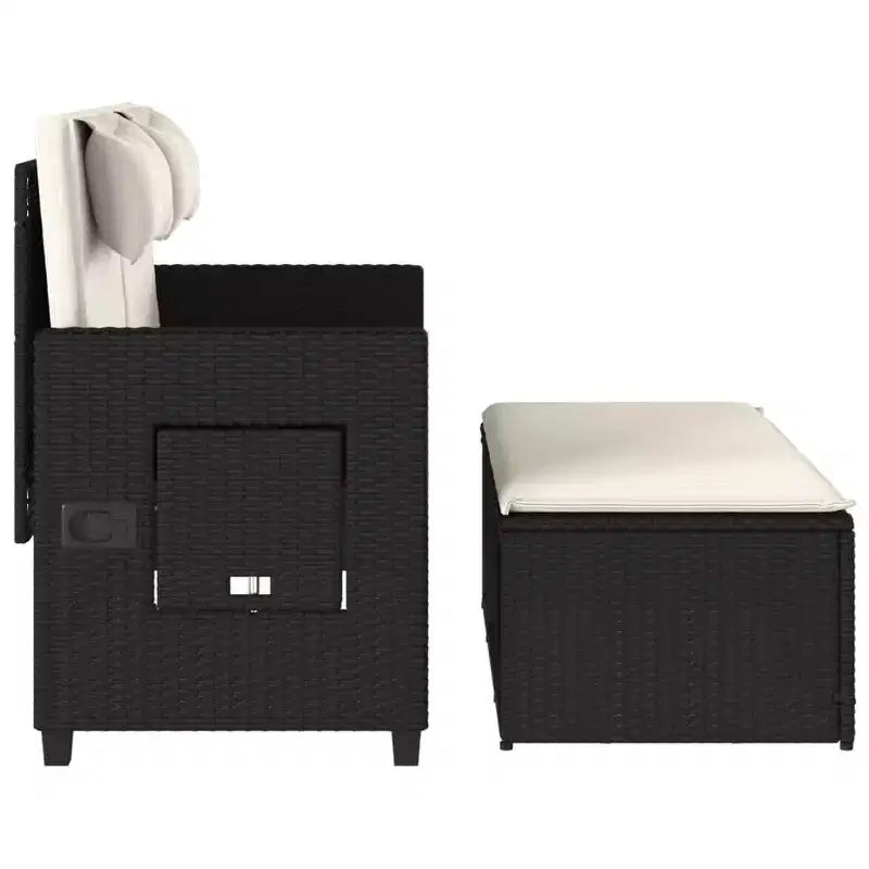Banc de jardin inclinable avec coussins en poly rotin pour extérieur et balcon