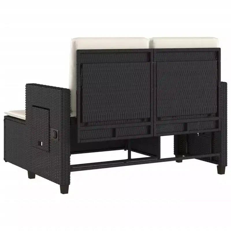 Banc de jardin inclinable avec coussins en poly rotin pour extérieur et balcon