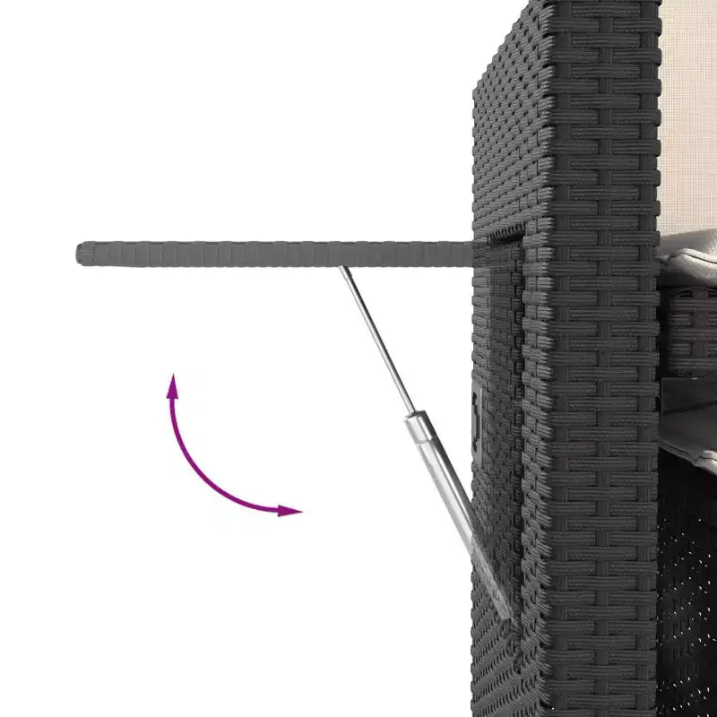 Banc de jardin inclinable avec coussins en poly rotin pour extérieur et balcon