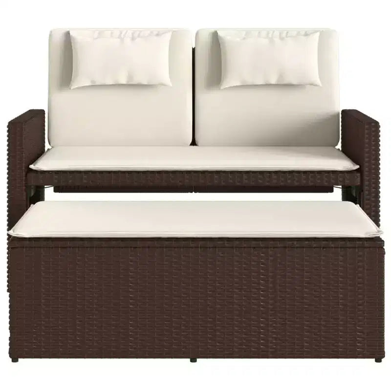 Banc de jardin inclinable avec coussins en poly rotin pour extérieur et balcon