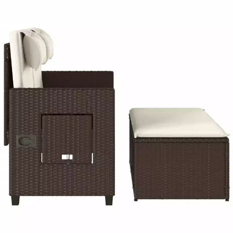 Banc de jardin inclinable avec coussins en poly rotin pour extérieur et balcon