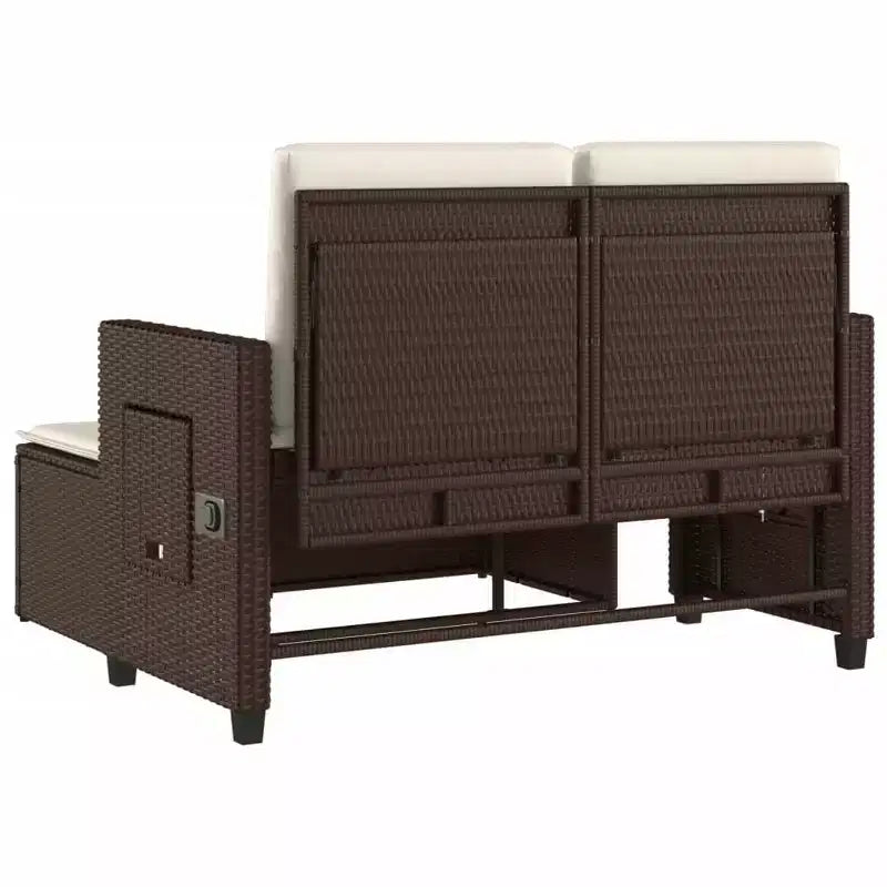 Banc de jardin inclinable avec coussins en poly rotin pour extérieur et balcon