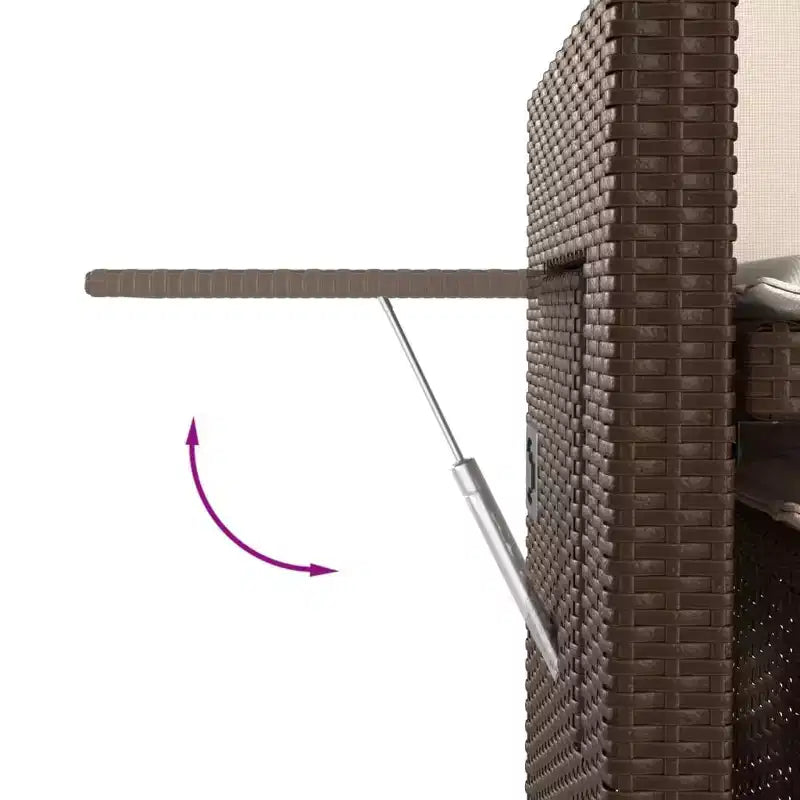 Banc de jardin inclinable avec coussins en poly rotin pour extérieur et balcon