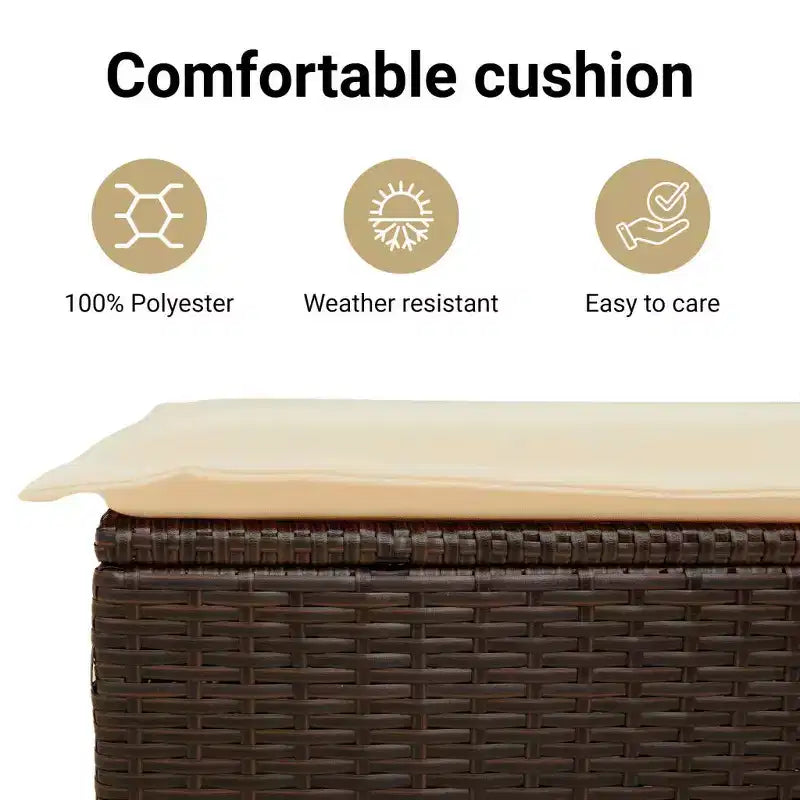 Banc de jardin inclinable avec coussins en poly rotin pour extérieur et balcon