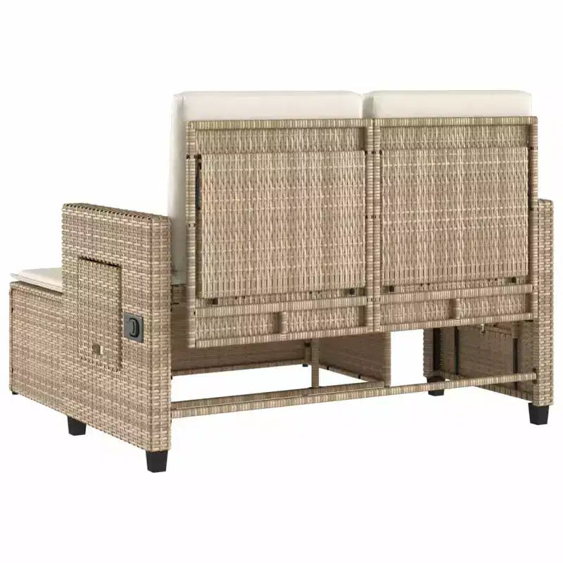 Banc de jardin inclinable avec coussins en poly rotin pour extérieur et balcon