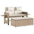 vidaXL Reclining Patio Bench with Cushions Outdoor Garden Balcony Poly Rattan