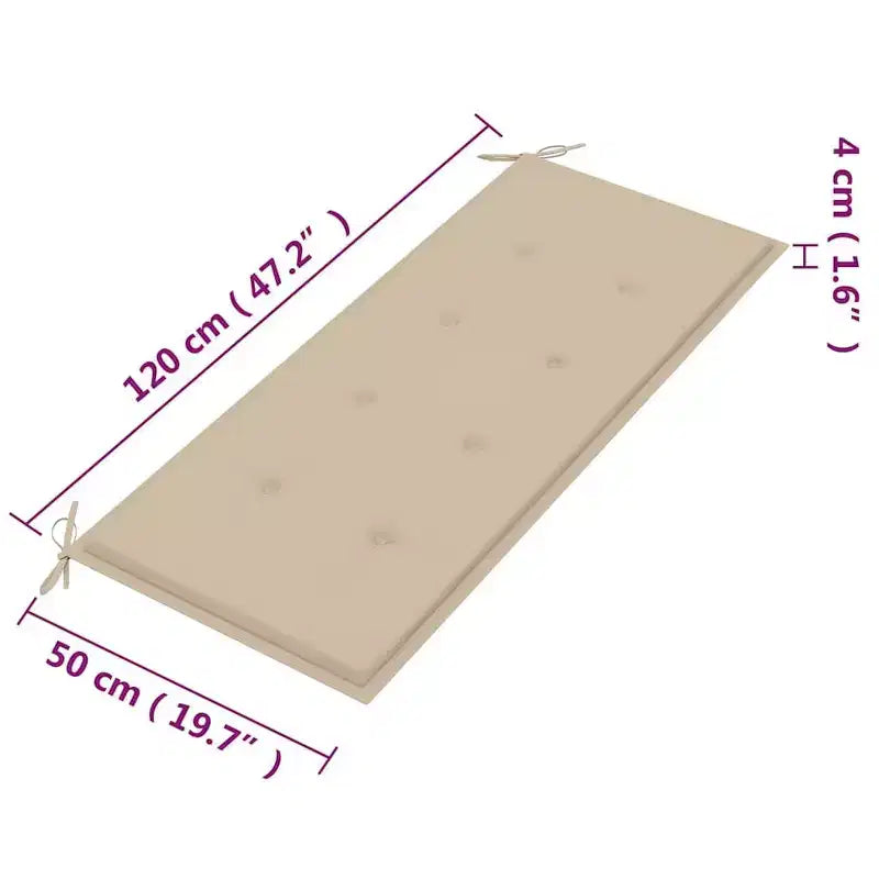 Banc coussin vert Bois d'eucalyptus massif 120 cm Ergonomique