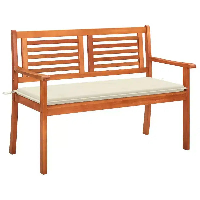Banc coussin vert Bois d'eucalyptus massif 120 cm Ergonomique