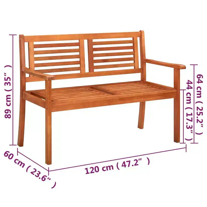 Banc coussin vert Bois d'eucalyptus massif 120 cm Ergonomique