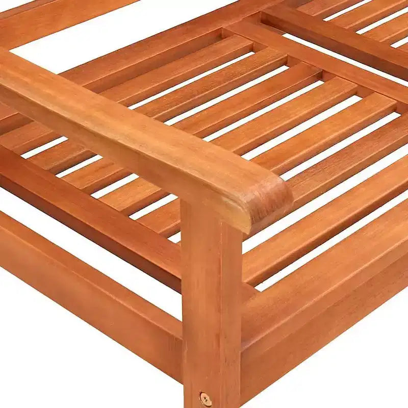 Banc coussin vert Bois d'eucalyptus massif 120 cm Ergonomique