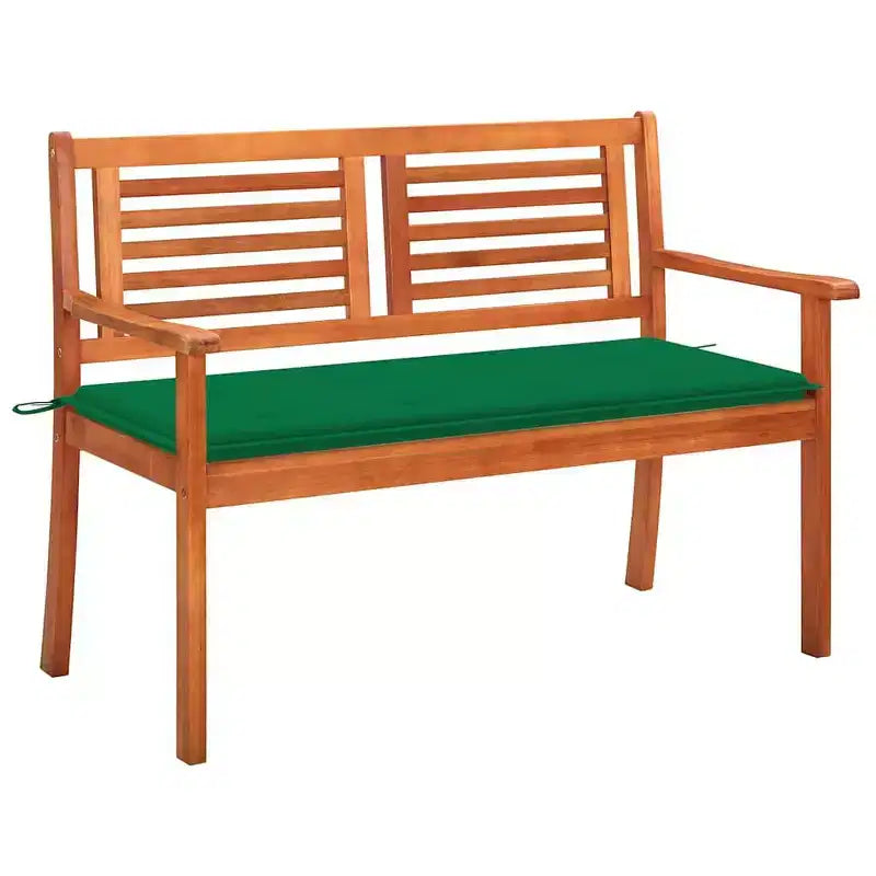 Banc coussin vert Bois d'eucalyptus massif 120 cm Ergonomique
