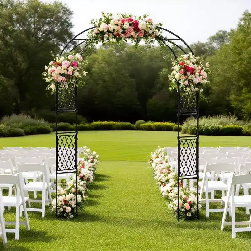 Arche de mariage en fer résistante aux intempéries, support décoratif pour plantes grimpantes pour terrasse extérieure, pelouse, allée et événements