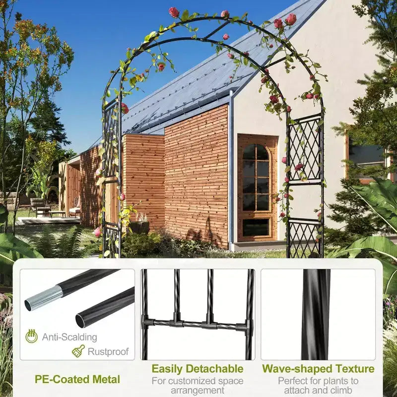 Arche de mariage en fer résistante aux intempéries, support décoratif pour plantes grimpantes pour terrasse extérieure, pelouse, allée et événements