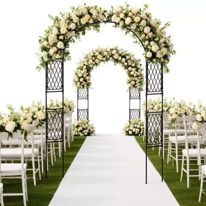 Arche de mariage en fer résistante aux intempéries, support décoratif pour plantes grimpantes pour terrasse extérieure, pelouse, allée et événements