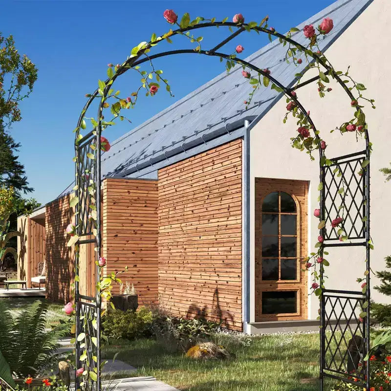 Arche de mariage en fer résistante aux intempéries, support décoratif pour plantes grimpantes pour terrasse extérieure, pelouse, allée et événements