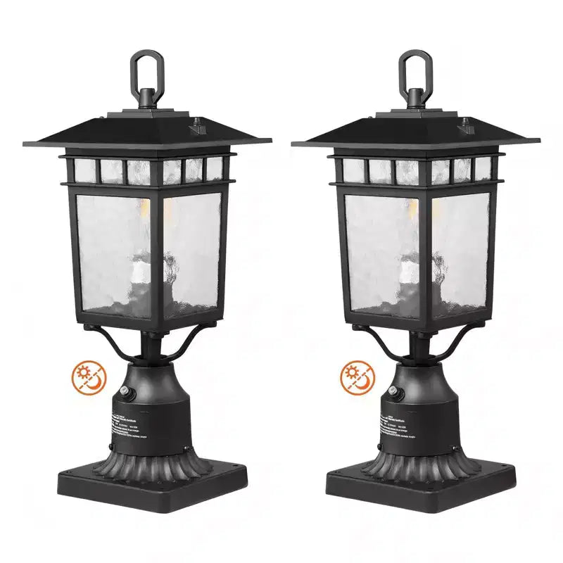2-Pack Dusk to Dawn Outdoor Lamp Post Light Fixture, 15.75 in Pier Mount, E26 Base