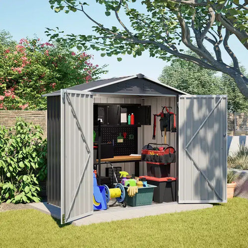 Abri de jardin en métal 6x4 pieds avec porte verrouillable et ventilation, étanche