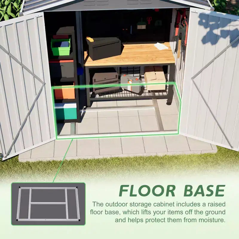 Abri de jardin en métal 6x4 pieds avec porte verrouillable et ventilation, étanche