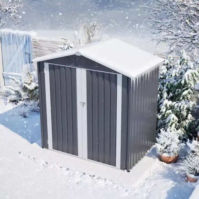 Abri de jardin en métal 6x4 pieds avec porte verrouillable et ventilation, étanche