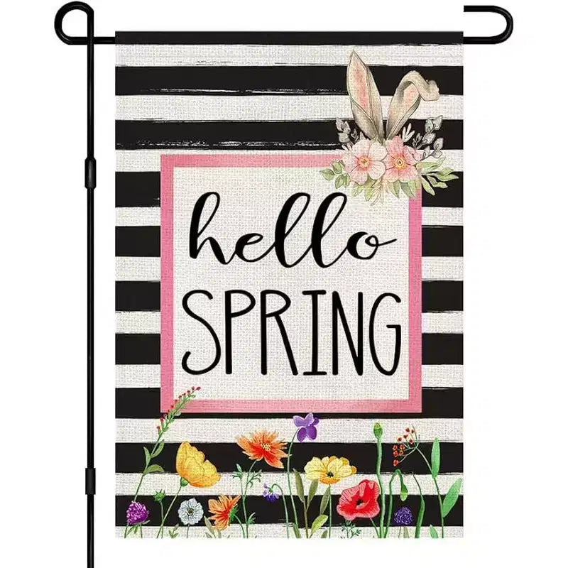 Lomsoe Hello Spring Flower Garden Flag Seasonal Floral Sign Welcome Yard Flag Spring Farmhouse Holiday Outdoor Decor Single Side 12x18Inch