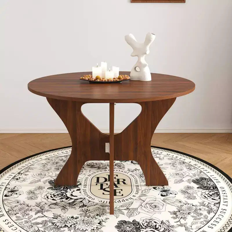 Table de salle à manger pliante de 109 cm avec placage chêne sauvage, gain de place, design multi-scénario pour utilisation intérieure et extérieure, 110 x 110 x 75 cm