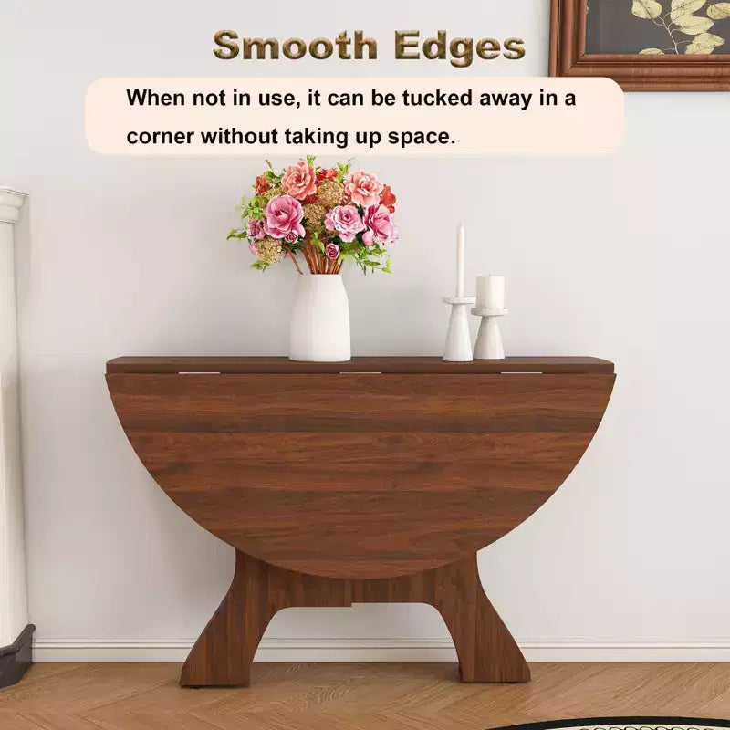 Table de salle à manger pliante de 109 cm avec placage chêne sauvage, gain de place, design multi-scénario pour utilisation intérieure et extérieure, 110 x 110 x 75 cm