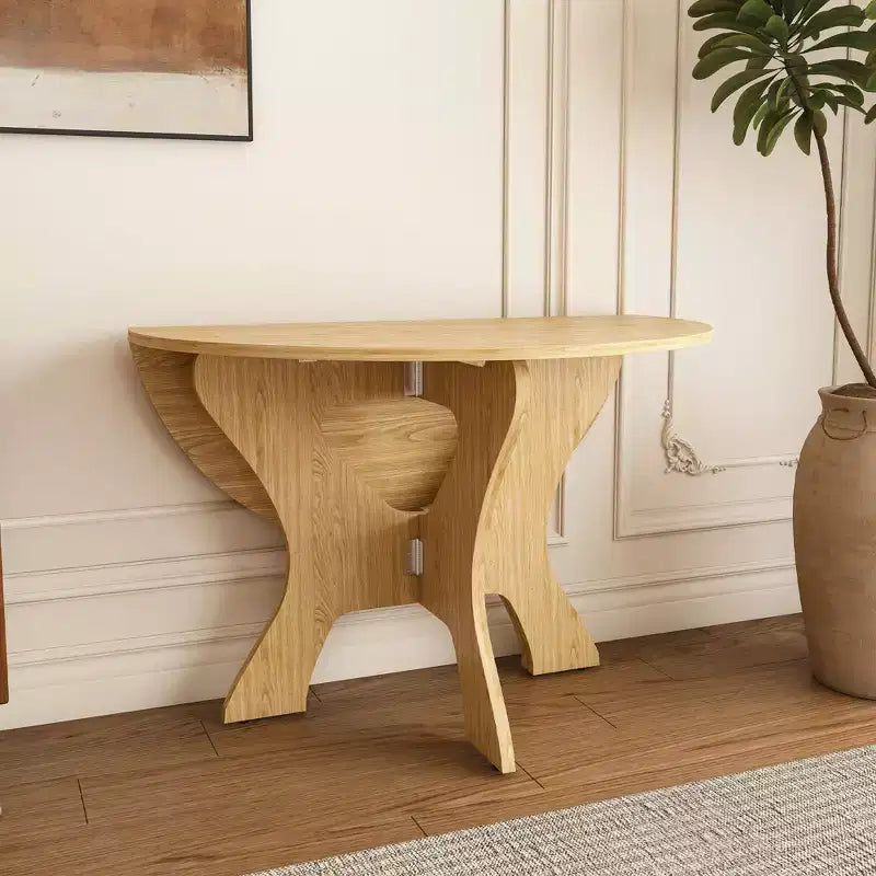 Table de salle à manger pliante de 109 cm avec placage chêne sauvage, gain de place, design multi-scénario pour utilisation intérieure et extérieure, 110 x 110 x 75 cm