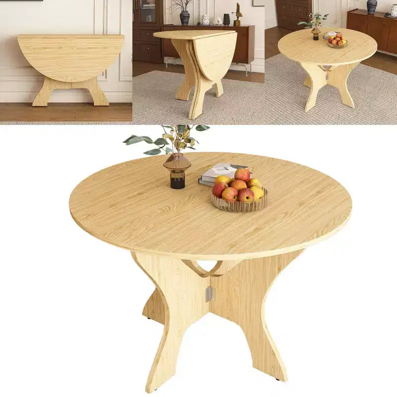 NAYSAYE 43-Inch Folding Dining Table with Wild Oak Veneer, Space-Saving, Multi-Scenario Design for Indoor and Outdoor Use, 43.31*43.31*29.53