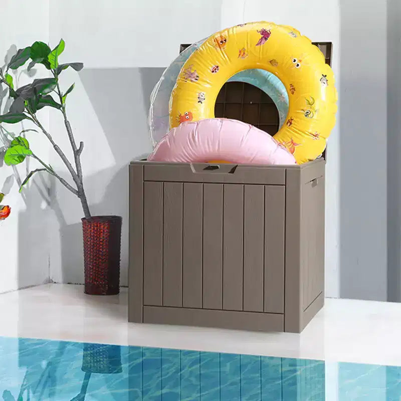 Boîte de rangement extérieure, coffre de pont en résine, armoire de rangement étanche pour jouets et serviettes de jardin, grise