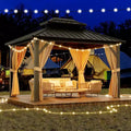 Heavy Duty Hardtop Gazebo, Galvanized Steel Double Roof Pavilion with Nettings & Curtains for Patio, Backyard, Party, Wedding & Outdoor Dining