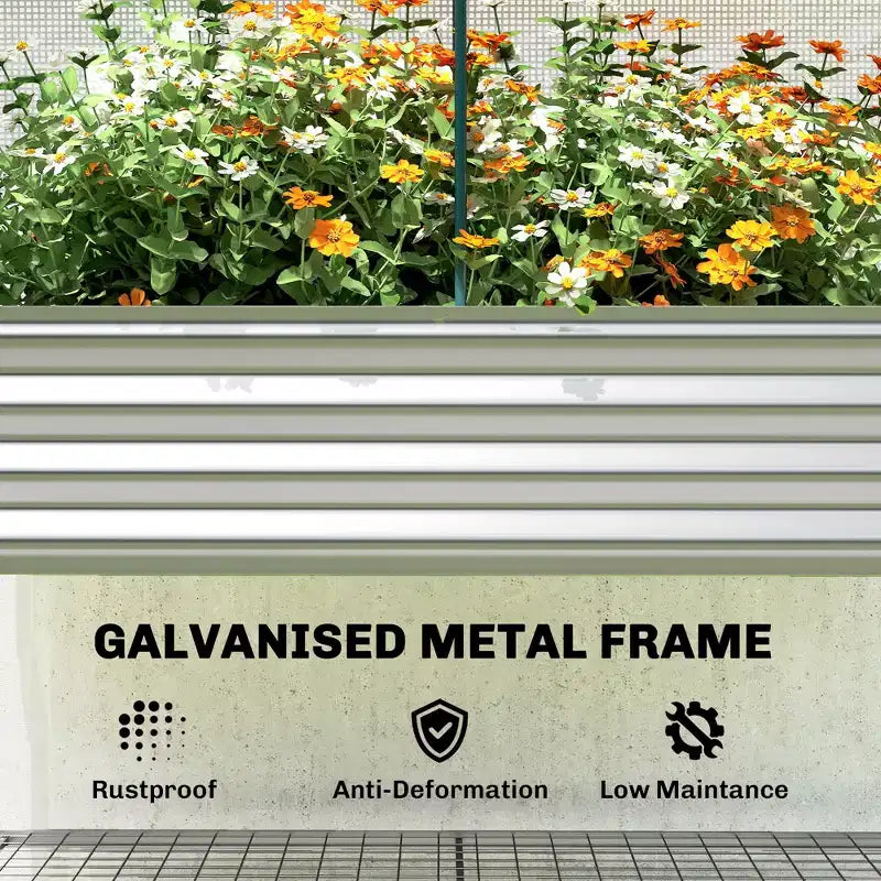 Carré potager surélevé galvanisé avec housse de serre, lit de jardin surélevé en métal avec doublure de lit et étagère inférieure