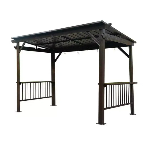 Clihome 6.5'x 12' Hardtop Grill Gazebo with Side Shelves & Hooks