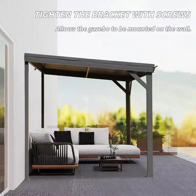 Gazebo mural 2,4 x 2,4 m avec système de drainage caché