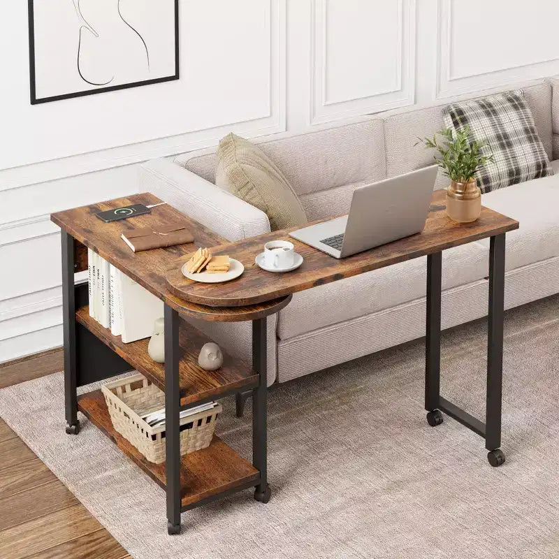 Table d'appoint pivotante avec roulettes blocables, sac de rangement supplémentaire, choisissez la taille et la couleur