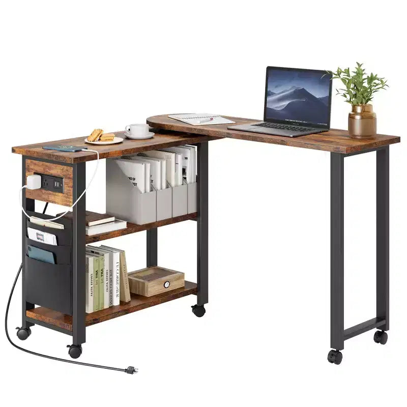 Table d'appoint pivotante avec roulettes blocables, sac de rangement supplémentaire, choisissez la taille et la couleur