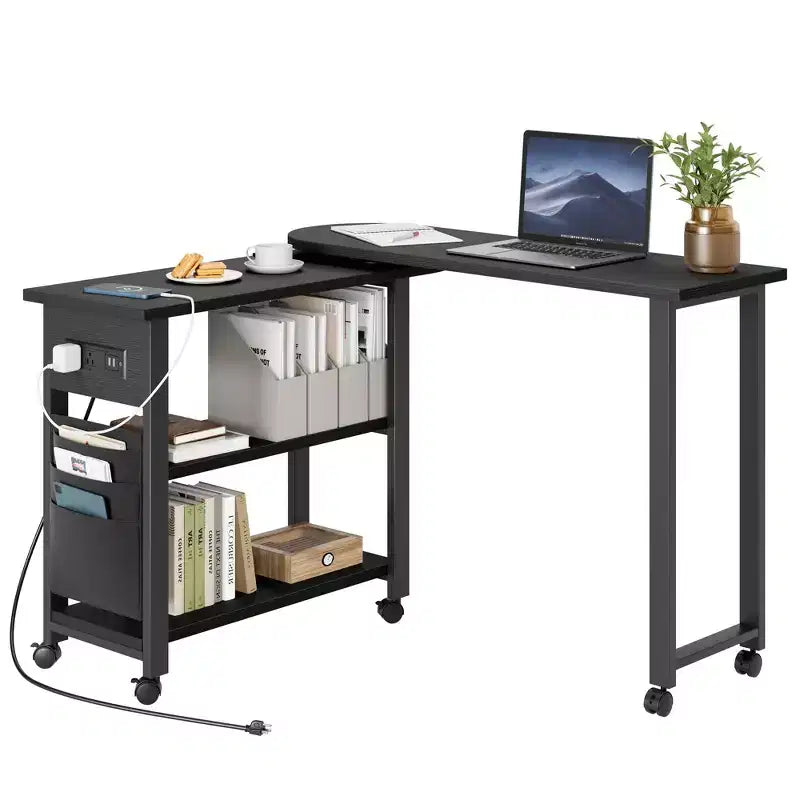 Swivel End Table  Rotating with Locking Casters, Extra Storage Bag, Choose Size & Color