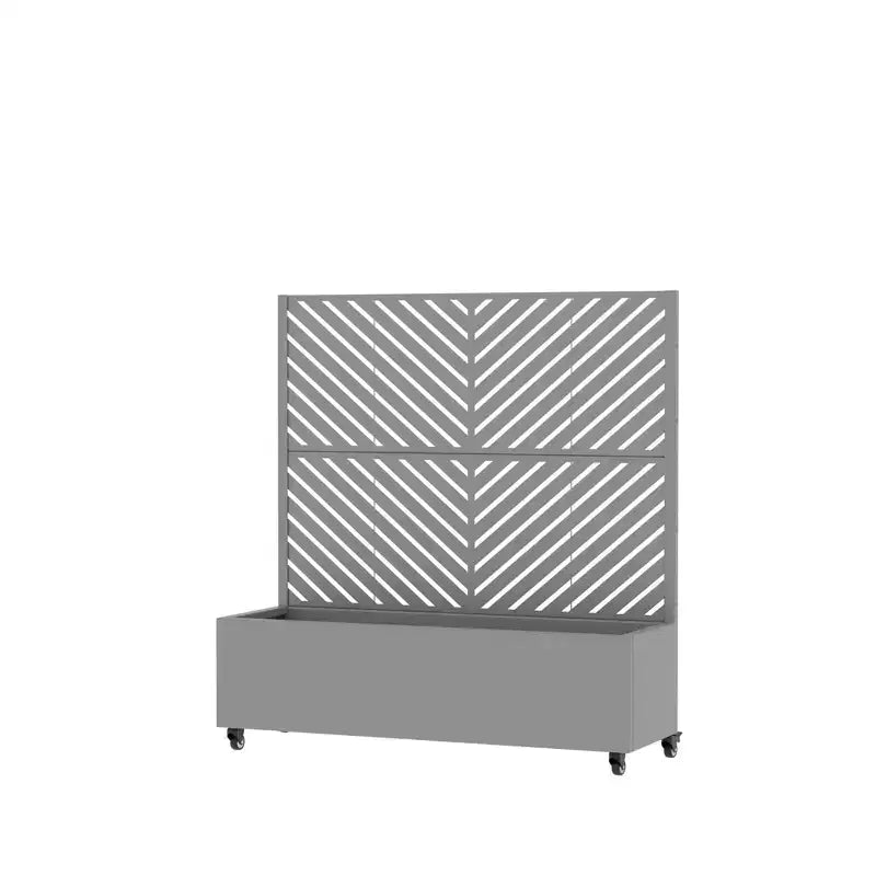 Jardinière avec écran de confidentialité en métal d'extérieur, écran décoratif autoportant avec lit de jardin surélevé, treillis pour plantes grimpantes, pot de fleurs
