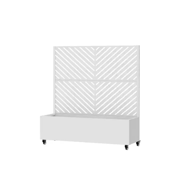 Jardinière avec écran de confidentialité en métal d'extérieur, écran décoratif autoportant avec lit de jardin surélevé, treillis pour plantes grimpantes, pot de fleurs