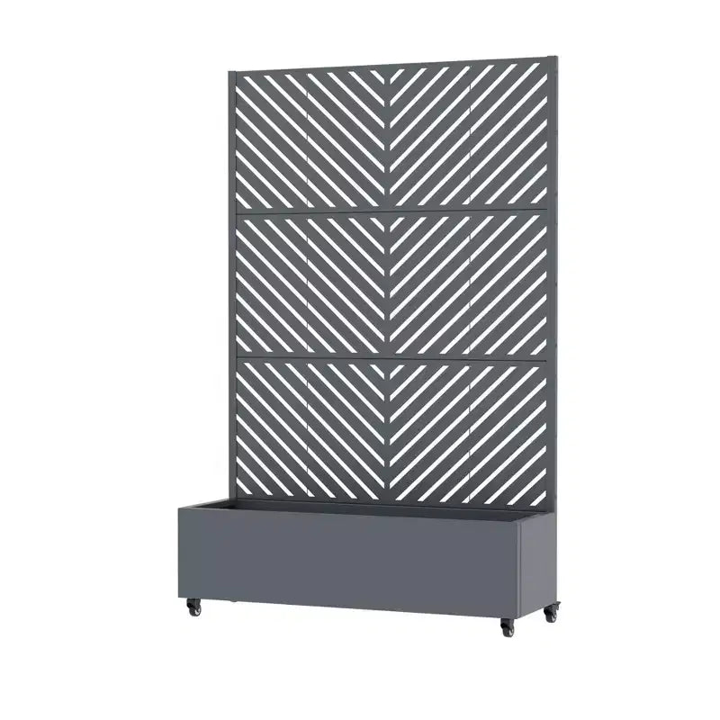 Jardinière avec écran de confidentialité en métal d'extérieur, écran décoratif autoportant avec lit de jardin surélevé, treillis pour plantes grimpantes, pot de fleurs