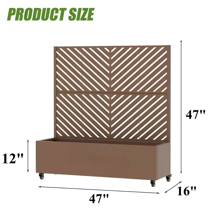 Jardinière avec écran de confidentialité en métal d'extérieur, écran décoratif autoportant avec lit de jardin surélevé, treillis pour plantes grimpantes, pot de fleurs