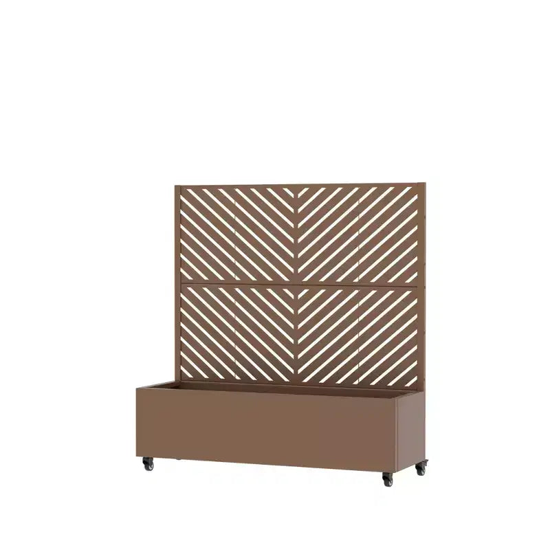 Jardinière avec écran de confidentialité en métal d'extérieur, écran décoratif autoportant avec lit de jardin surélevé, treillis pour plantes grimpantes, pot de fleurs