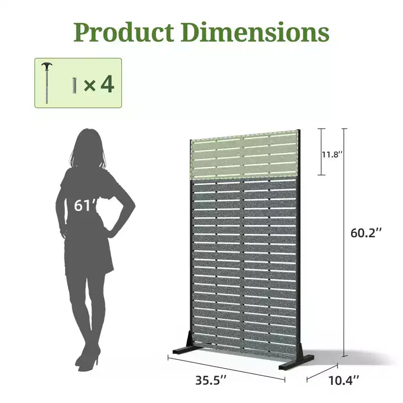 Brise-vue extérieur 152 cm H x 89 cm L avec support, Brise-vue à persiennes, Cloison de séparation autoportante pour terrasse, balcon, jardin