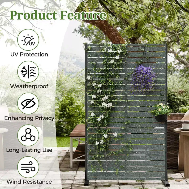 Brise-vue extérieur 152 cm H x 89 cm L avec support, Brise-vue à persiennes, Cloison de séparation autoportante pour terrasse, balcon, jardin