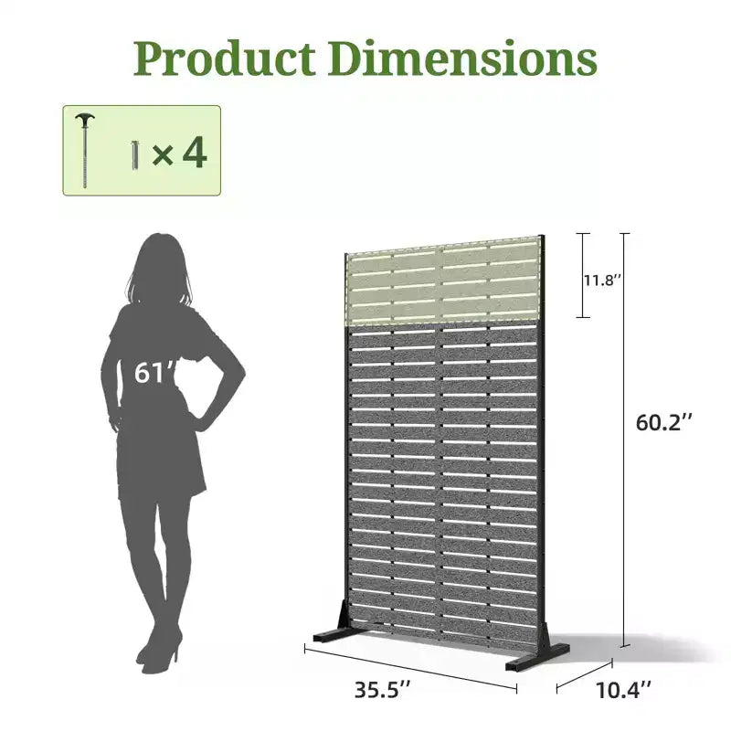 Brise-vue extérieur 152 cm H x 89 cm L avec support, Brise-vue à persiennes, Cloison de séparation autoportante pour terrasse, balcon, jardin