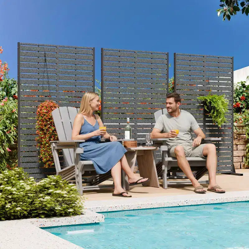Brise-vue extérieur 152 cm H x 89 cm L avec support, Brise-vue à persiennes, Cloison de séparation autoportante pour terrasse, balcon, jardin