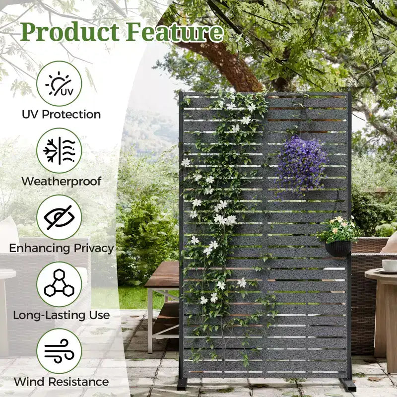 Brise-vue extérieur 152 cm H x 89 cm L avec support, Brise-vue à persiennes, Cloison de séparation autoportante pour terrasse, balcon, jardin