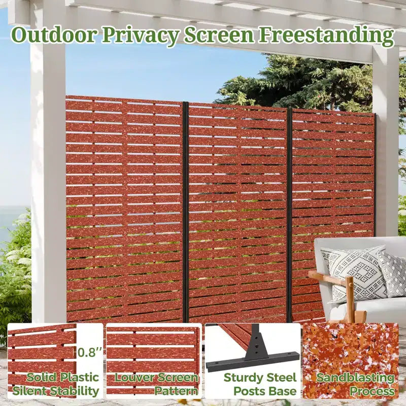 Brise-vue extérieur 152 cm H x 89 cm L avec support, Brise-vue à persiennes, Cloison de séparation autoportante pour terrasse, balcon, jardin