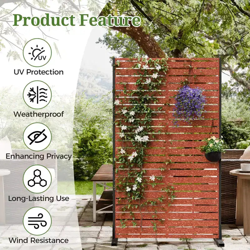Brise-vue extérieur 152 cm H x 89 cm L avec support, Brise-vue à persiennes, Cloison de séparation autoportante pour terrasse, balcon, jardin